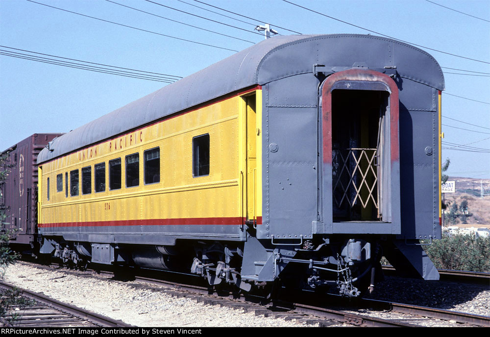 Union Pacific coach #576 on local from PSRMA's Miramar location to be moved to San Diego.